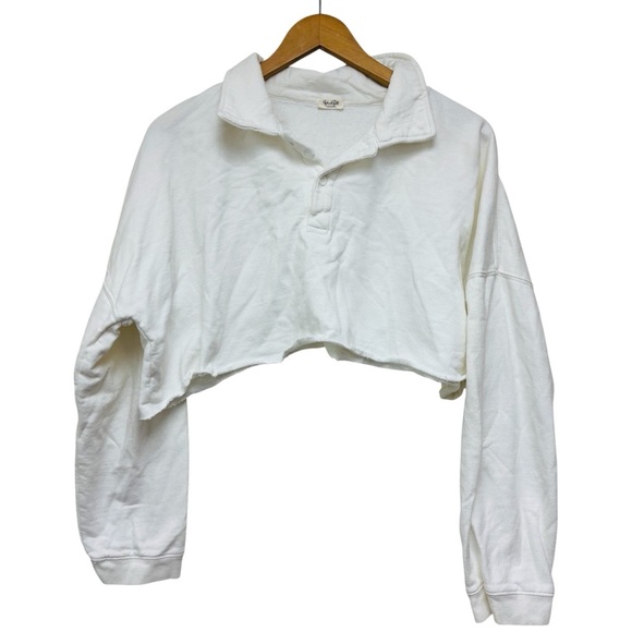 John Galt Cropped Collared Sweatshirt - Picture 1 of 8